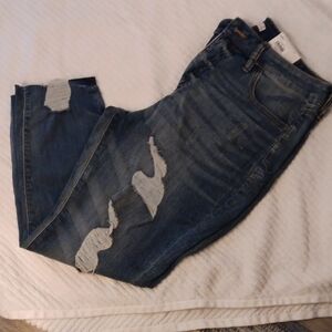 SO Blue Boyfriend Jeans with Vintage Distressing